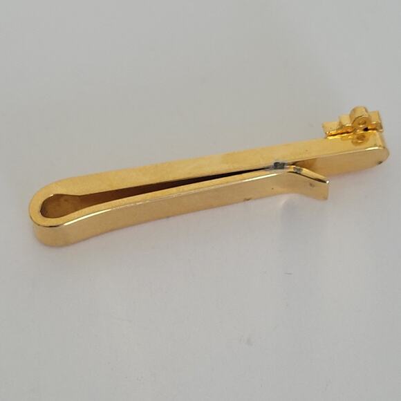 Christian Dior Tie Bar Clip Clasp Gold Tone 2in Logo Vintage Minimalistic - Picture 3 of 6